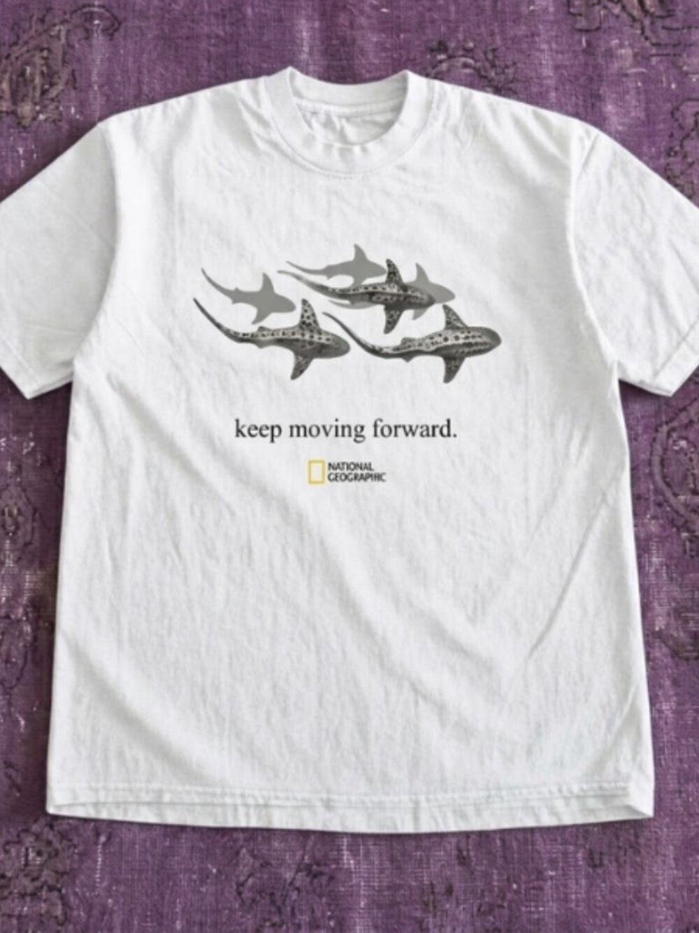 National Geographic "keep moving forward" Shark Graphic T-Shirt